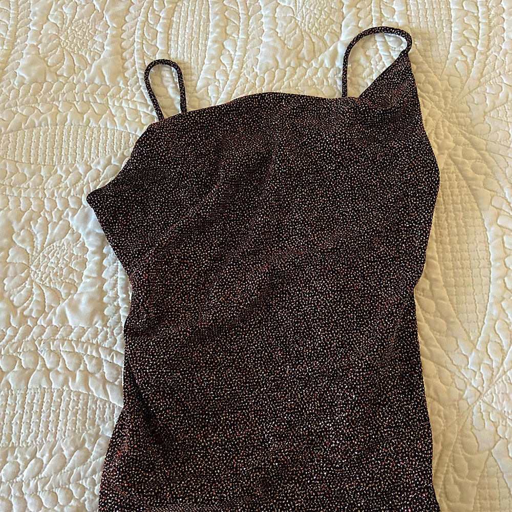 Sparkly gold/brown spaghetti strap dress